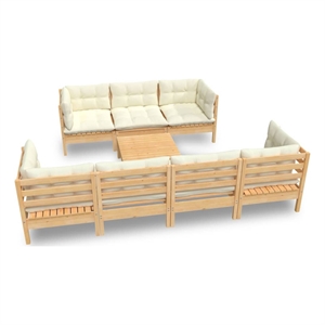 Afuera Living Contemporary 8 Piece Wood Garden Lounge Set in Cream