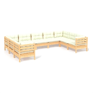 Afuera Living 9 Piece Wood Garden Lounge Set in Cream/Natural