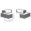 Afuera Living Contemporary 8 Piece Poly Rattan Garden Lounge Set in Gray