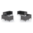 Afuera Living Contemporary 8 Piece Poly Rattan Garden Lounge Set in Gray