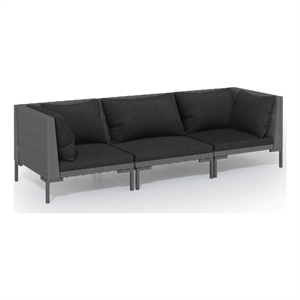 Afuera Living Contemporary 3 Piece Steel Garden Lounge Set in Gray