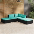Afuera Living 5 Piece Poly Rattan Garden Lounge Set in Black