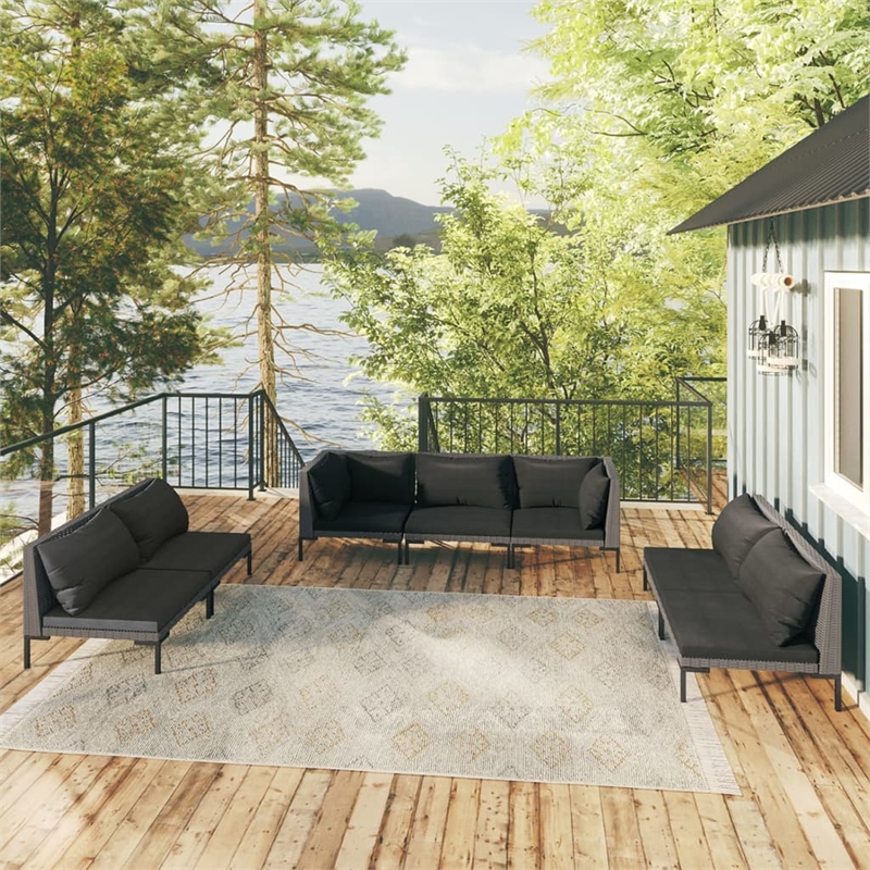 Afuera Living Contemporary Durable Rattan Garden Lounge Set in Gray