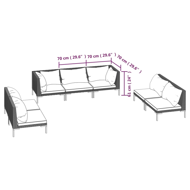 Afuera Living Contemporary Durable Rattan Garden Lounge Set in Gray