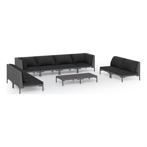 Afuera Living 9 Piece Poly Rattan Large Garden Lounge Set in Gray