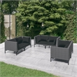 Afuera Living Contemporary 6 Piece Poly Rattan Garden Lounge Set in Gray