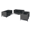 Afuera Living Contemporary 6 Piece Poly Rattan Garden Lounge Set in Gray