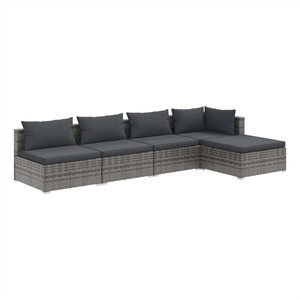 Afuera Living Contemporary 5 Piece Steel Garden Lounge Set in Gray