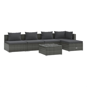 Afuera Living 6 Piece Poly Rattan Garden Lounge Set in Gray/Anthracite