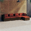 Afuera Living 5 Piece Poly Rattan Garden Lounge Set in Red/Brown