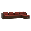 Afuera Living 5 Piece Poly Rattan Garden Lounge Set in Red/Brown