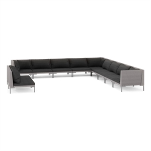 Afuera Living 11 Piece Poly Rattan Garden Lounge Set in Black/Gray
