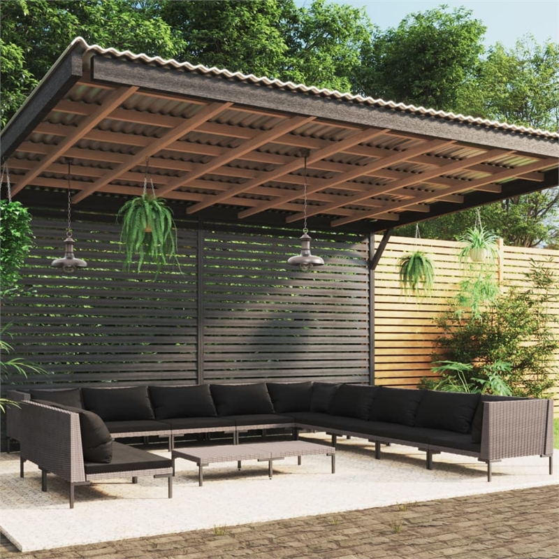 Afuera Living Poly Rattan Small Garden Lounge Set in Black/Gray