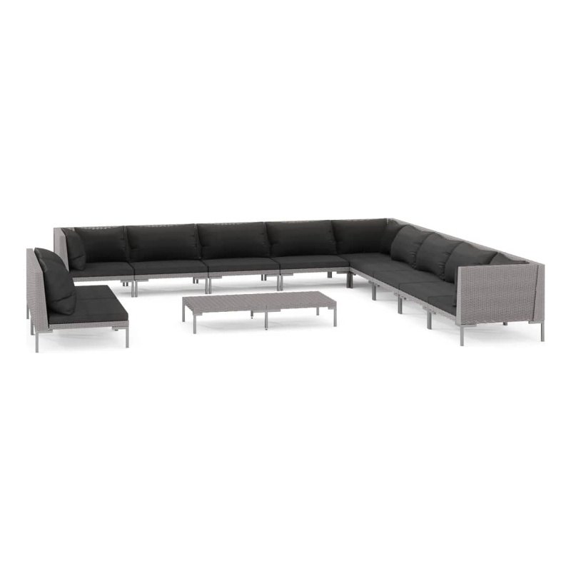 Afuera Living Poly Rattan Small Garden Lounge Set in Black/Gray