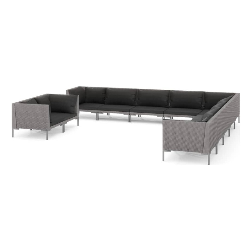 Afuera Living 11 Piece Poly Rattan Garden Lounge Set in Gray