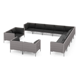 Afuera Living 13 Piece Poly Rattan Garden Lounge Set in Gray