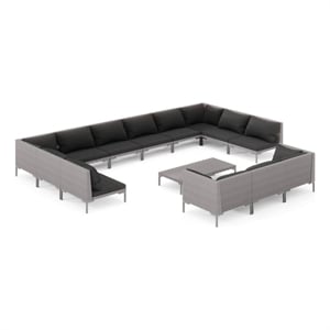 Afuera Living Contemporary 14 Piece Steel Garden Lounge Set in Gray