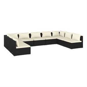 Afuera Living Contemporary 9 Piece Garden Lounge Set in Black/Cream