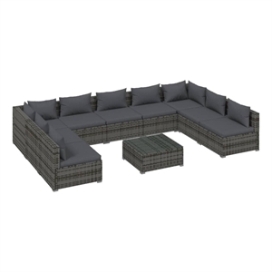 Afuera Living Contemporary 10 Piece Steel Garden Lounge Set in Gray