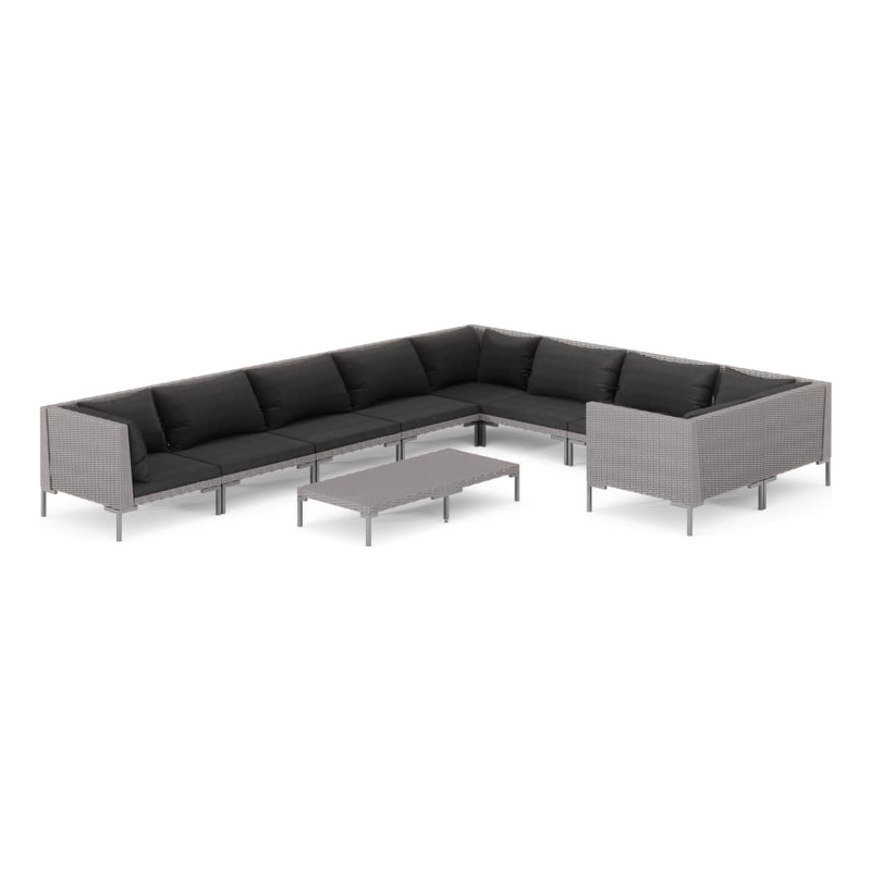 Afuera Living 10 Piece Poly Rattan Garden Lounge Set in Gray