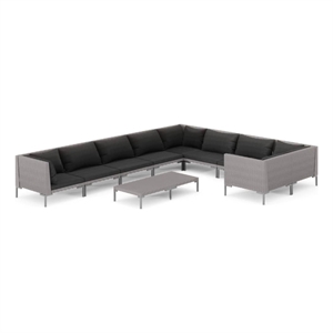 Afuera Living 10 Piece Poly Rattan Garden Lounge Set in Gray