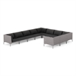 Afuera Living Contemporary Poly Rattan Large Garden Lounge Set in Gray
