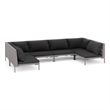 Afuera Living Contemporary 6 Piece Poly Rattan Garden Lounge Set in Gray