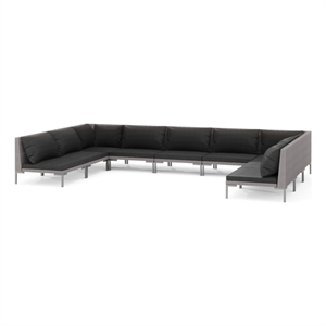 Afuera Living 9 Piece Poly Rattan Garden Lounge Set in Black/Gray
