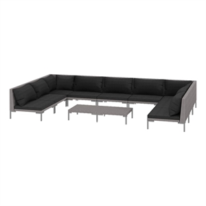 Afuera Living Contemporary 10 Piece Steel Garden Lounge Set in Gray