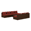 Afuera Living 8 Piece Poly Rattan Garden Lounge Set in Red/Brown