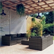 Afuera Living Contemporary 7 Piece Poly Rattan Garden Lounge Set in Gray