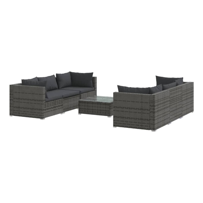Afuera Living Contemporary 7 Piece Poly Rattan Garden Lounge Set in Gray
