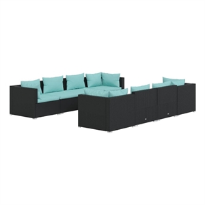 Afuera Living Contemporary 9 Piece Small Garden Lounge Set in Black