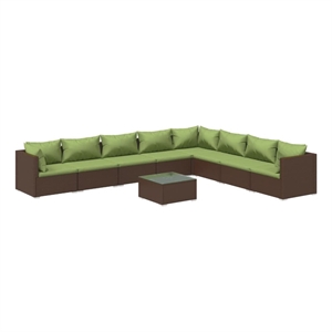 Afuera Living Contemporary 9 Piece Garden Lounge Set in Brown