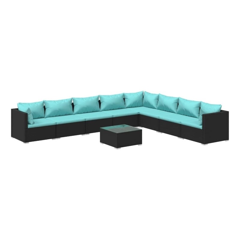 Afuera Living Contemporary Synthetic Poly Rattan  Garden Lounge Set in Black