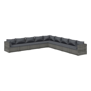 Afuera Living Contemporary 9 Piece Steel Garden Lounge Set in Gray