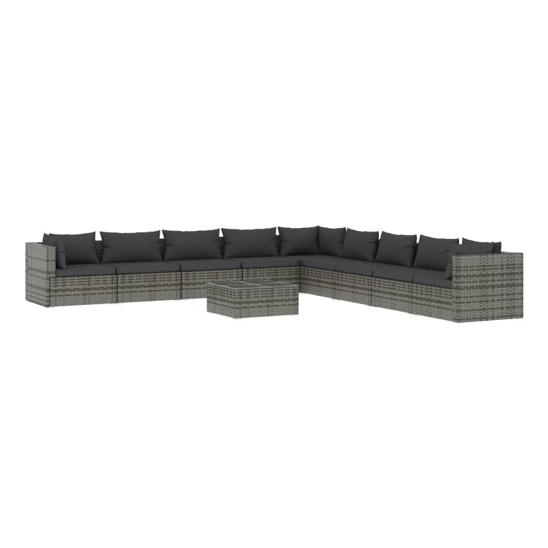 Afuera Living 10 Piece Poly Rattan Garden Lounge Set in Gray
