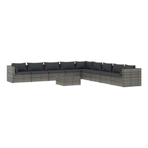 Afuera Living 10 Piece Poly Rattan Garden Lounge Set in Gray