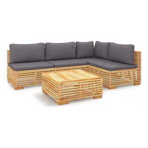 Afuera Living Contemporary 5 Piece Wood Garden Lounge Set in Gray