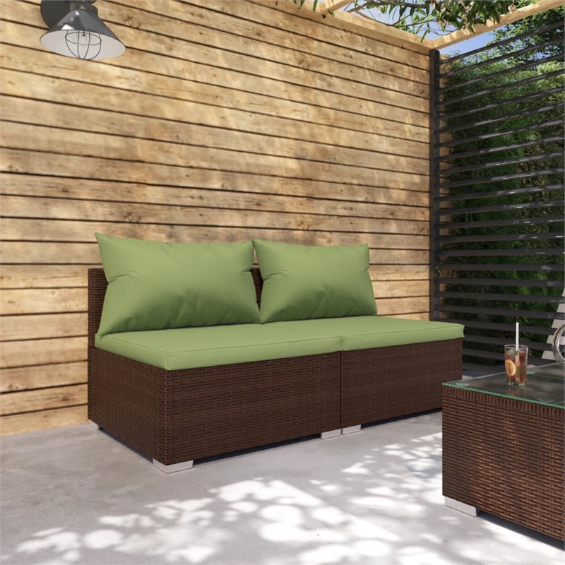 Afuera Living Poly Rattan Small Garden Lounge Set in Green/Brown