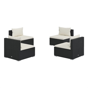 Afuera Living 4 Piece Steel Garden Lounge Set in Black/Cream