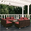 Afuera Living 9 Piece Poly Rattan Garden Lounge Set in Red/Brown