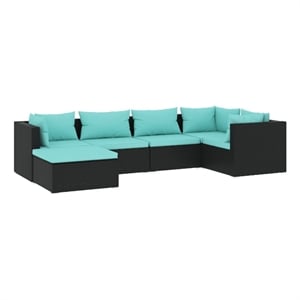 Afuera Living 6 Piece Steel Small Garden Lounge Set in Black/Blue