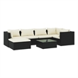 Afuera Living 7 Piece Poly Rattan Large Garden Lounge Set in Black
