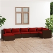 Afuera Living Contemporary Synthetic Poly Rattan 7 Piece Lounge Set in Red/Brown