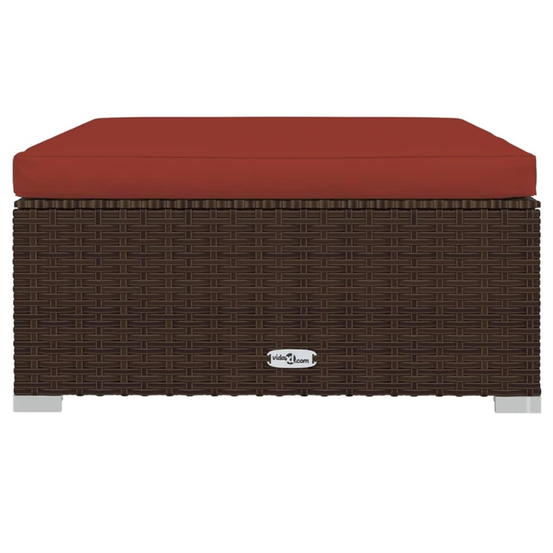 Afuera Living Contemporary Synthetic Poly Rattan 7 Piece Lounge Set in Red/Brown
