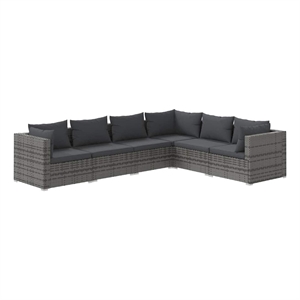 Afuera Living Contemporary 6 Piece Steel Garden Lounge Set in Gray