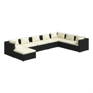 Afuera Living Contemporary 8 Piece Steel Garden Lounge Set in Black