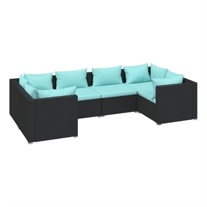 Afuera Living Contemporary Steel Garden Lounge Set in Black/Blue