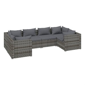 Afuera Living 6 Piece Poly Rattan Garden Lounge Set in Gray/Anthracite